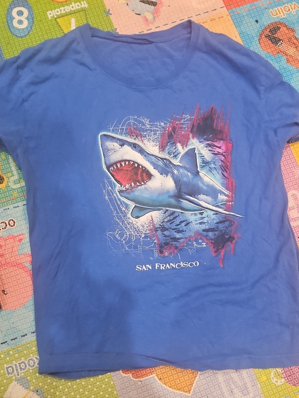 Sz 8/10 Blue Shark Graphic Tee - San Francisco